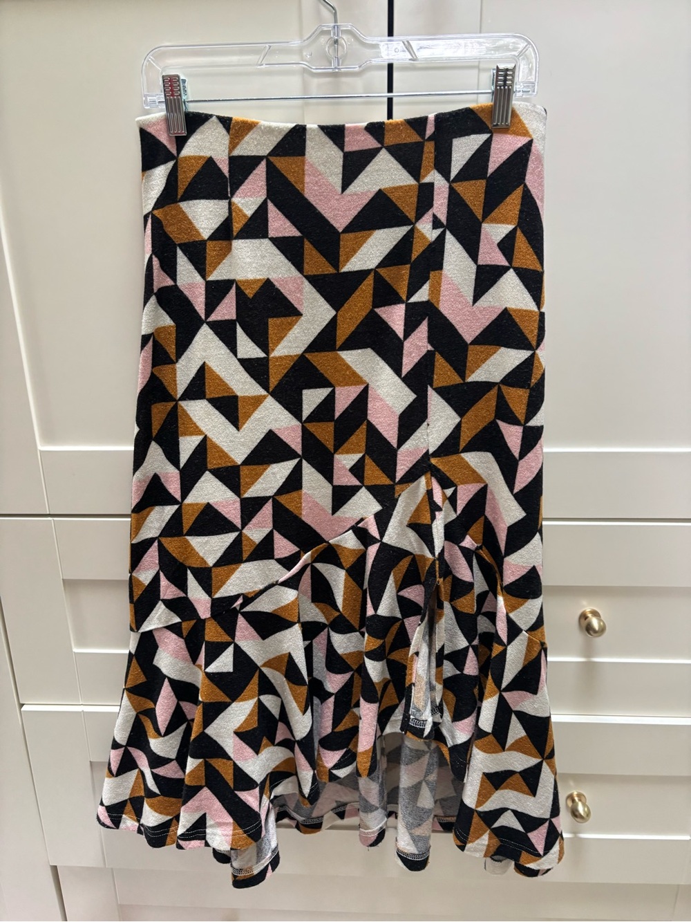 Maeve Geometric Print Midi Ruffle Skirt